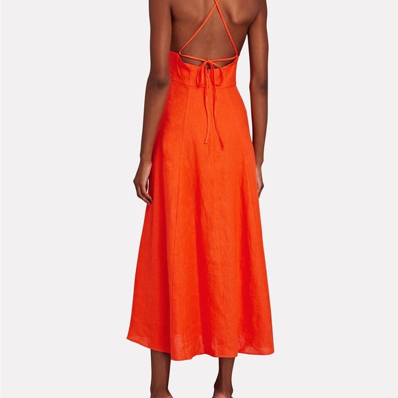 Almost new Mara Hoffman orange Verona linen dress with pockets size 4 - Picture 4 of 8